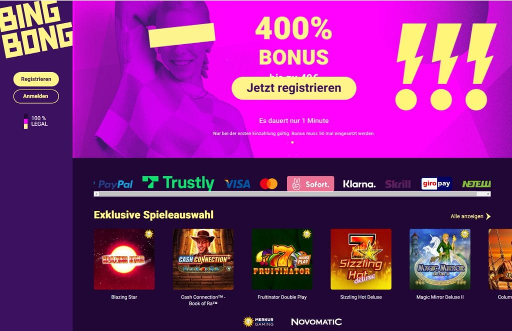 BingBong Casino Webseite