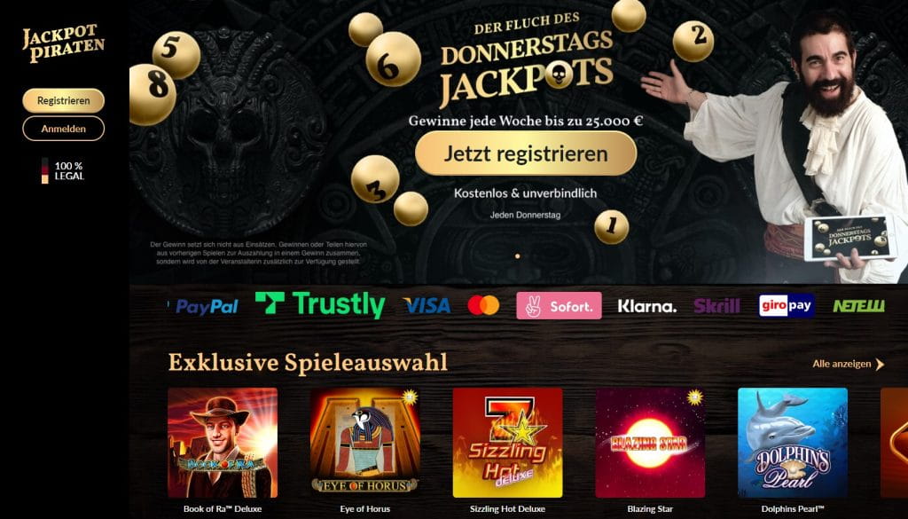 JackpotPiraten Casino Webseite