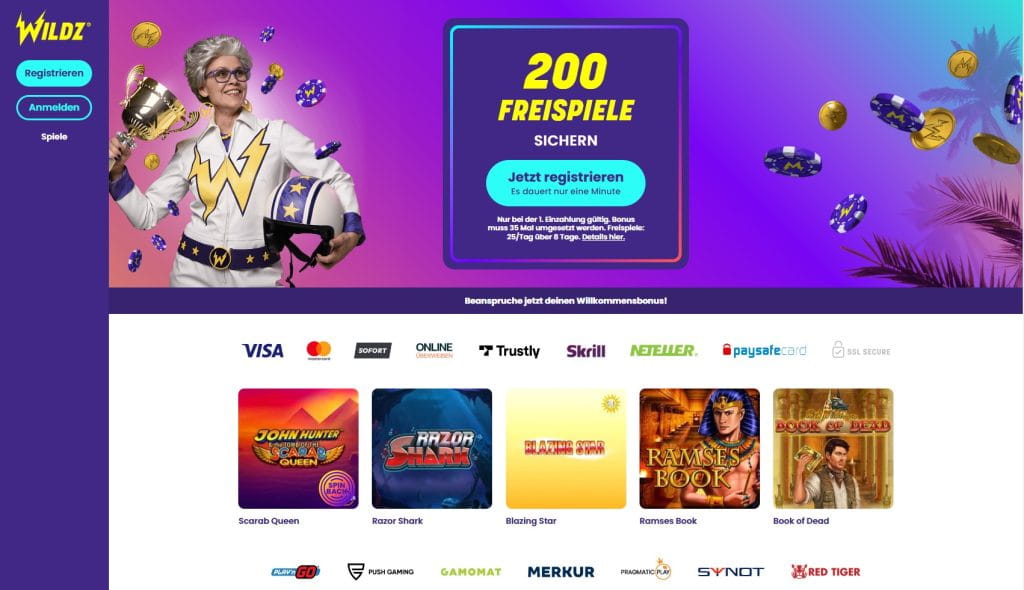 Wildz Casino Webseite