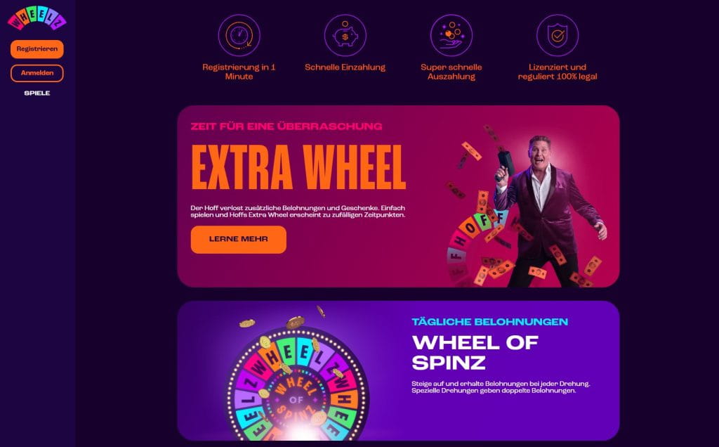 Wheelz Casino Webseite