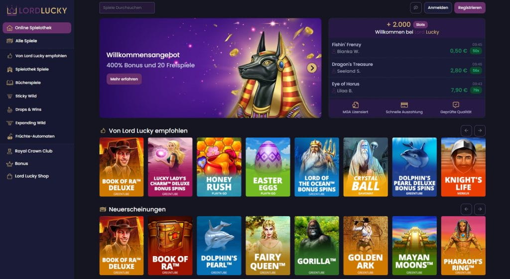 Lord Lucky Casino Webseite
